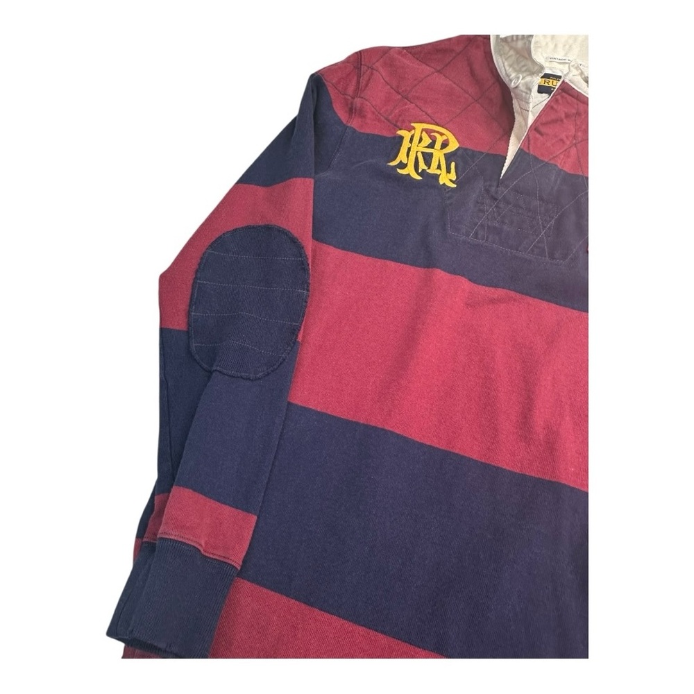 Ralph Lauren Rugby Shirt M | Maroon Navy Striped RLFC 1939-40 Patch | Vintage - Picture 6 of 16